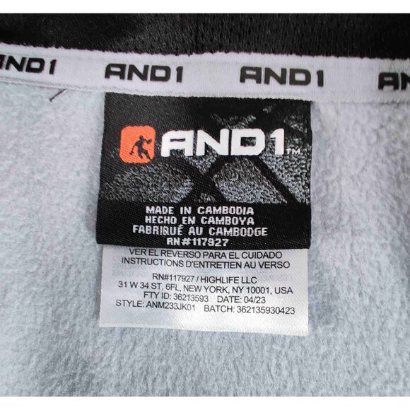 AND1 Black Grey Graffiti Full Zip Y2K Streetwear Hoodie Jacket Size Medium - Picture 4 of 13